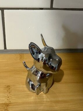 Chrome Dog Pug Frenchie Bulldog Ring Holder - Silver